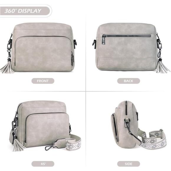 Women Soft Leather Medium Crossbody Bag Shoulder Purse Built in Wallet & Tassel - Picture 4 of 7